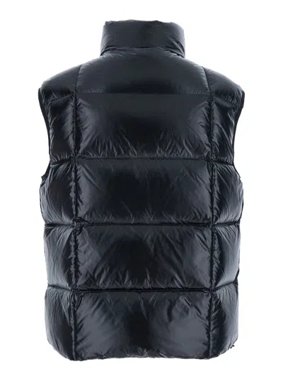 Dsquared2 Black Sleeveless Down Jacket With High Neck And Logo Patch On The Front In Tech Fabric Man In Blue