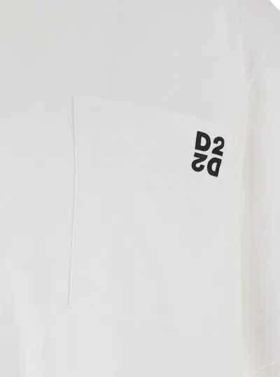 Dsquared2 Black And White Set Of Two T-shirts With Logo On The Front In Cotton Man In White