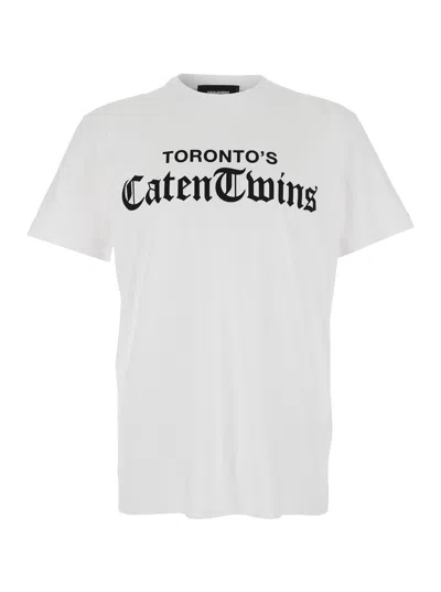 Dsquared2 White T-shirt With Logo On The Front In Cotton Man In White