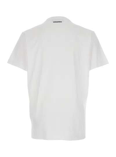 Dsquared2 White T-shirt With Logo On The Front In Cotton Man In White