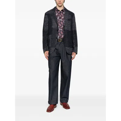 Etro Wool-blend Patchwork Blazer In Black