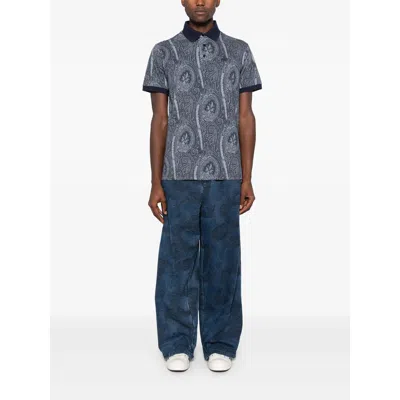 Etro Printed Cotton Polo In Gray
