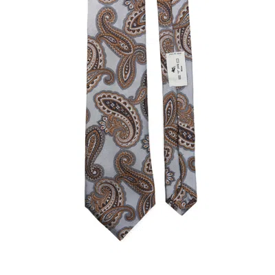 Etro Paisley Jacquard Silk Tie In Gray