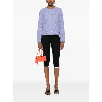 Etro Scalloped Corded Lace Jacket In Blue