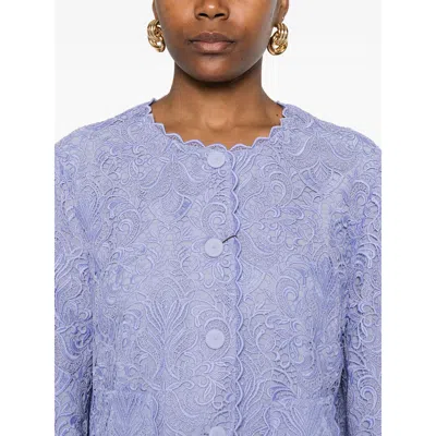 Etro Scalloped Corded Lace Jacket In Blue