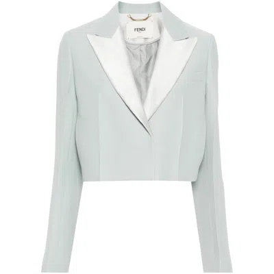 Fendi Powder Blue Wool Blend Blazer