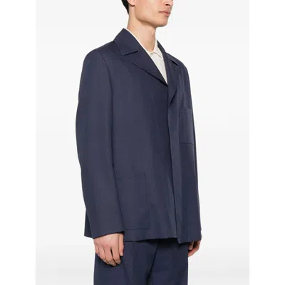 Fendi Single-breasted Jacket With No Visible External Buttons In Blue