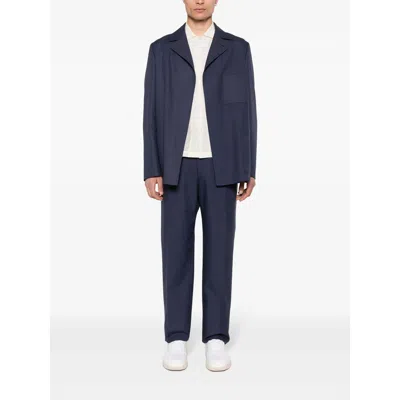 Fendi Single-breasted Jacket With No Visible External Buttons In Blue