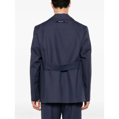 Fendi Single-breasted Jacket With No Visible External Buttons In Blue
