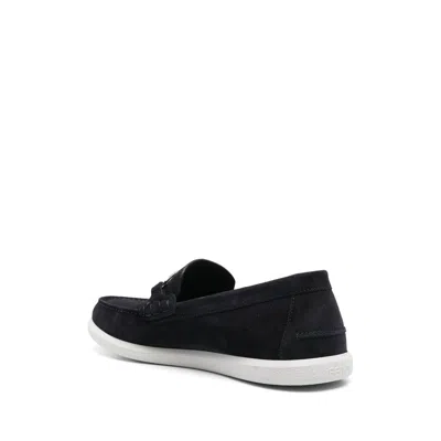 Fendi Midnight Suede O Lock Light Loafers In Atlantic