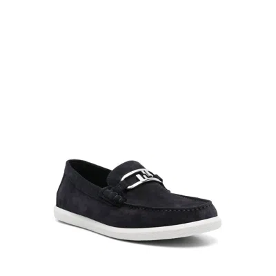 Fendi Midnight Suede O Lock Light Loafers In Atlantic