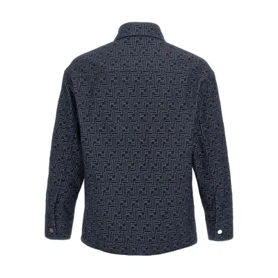 Fendi Giubbino In Denim Ricamato Uomo In Blue