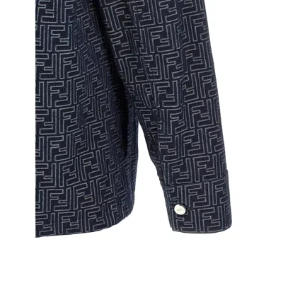 Fendi Giubbino In Denim Ricamato Uomo In Blue