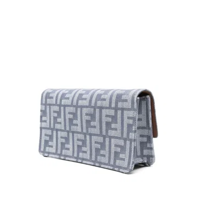 Fendi Denim-effect Ff Jacquard Baguette Wallet On Chain In Blue