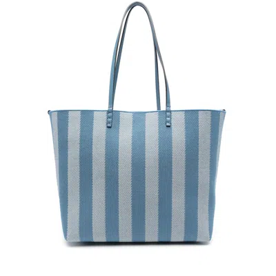 Fendi Blue Reversible Roll Large Shopper In Blue