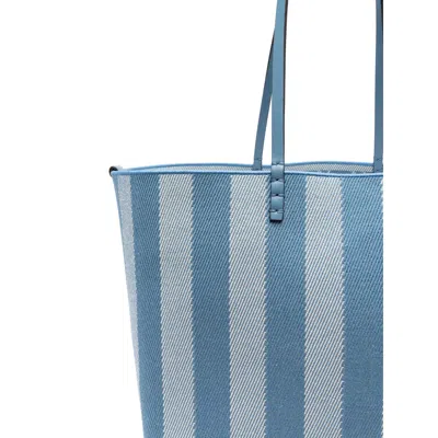 Fendi Blue Reversible Roll Large Shopper In Blue