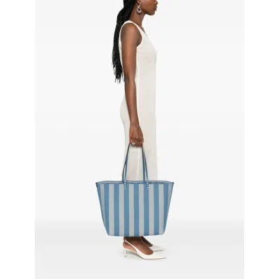 Fendi Blue Reversible Roll Large Shopper In Blue