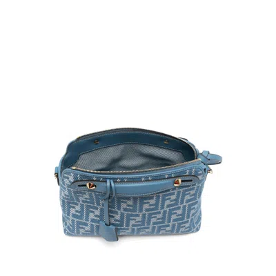 Fendi Denim-effect Ff Jacquard By The Way Soft Medium Bags In Blue