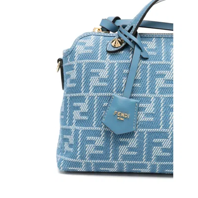 Fendi Denim-effect Ff Jacquard By The Way Soft Medium Bags In Blue
