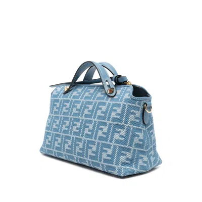Fendi Denim-effect Ff Jacquard By The Way Soft Medium Bags In Blue