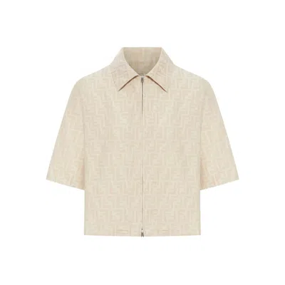 Fendi Ff Chambray Jacket In Brown