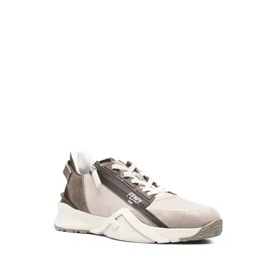 Fendi Flow Sneaker In Beige Nubuck In Brown