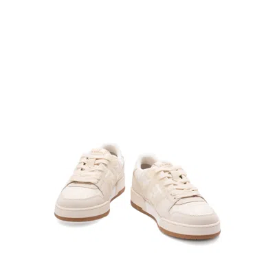 Fendi Match Ff Jacquard And Leather Sneakers In Neutral
