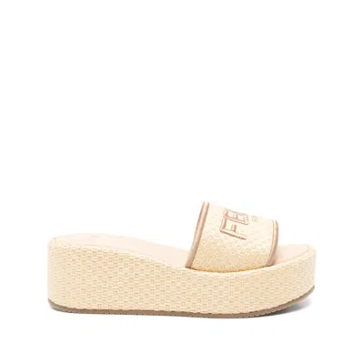 Fendi Slippers Sunshine In Rafia Donna In Brown