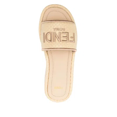 Fendi Slippers Sunshine In Rafia Donna In Brown