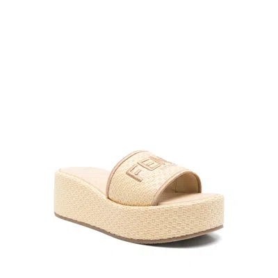 Fendi Slippers Sunshine In Rafia Donna In Brown