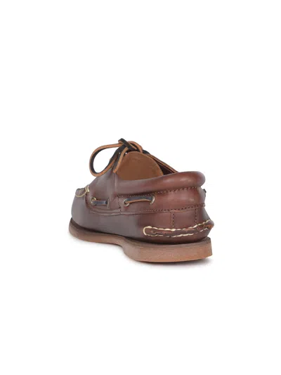 Timberland Authentic Brown Loafers With Embossed Logo On The Side In Leather Man In Burgundy