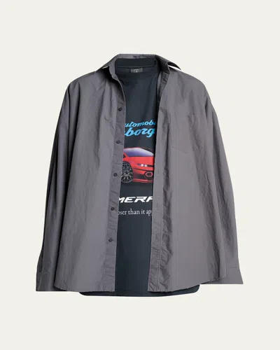 Balenciaga Grey Cotton Shirt In Gray