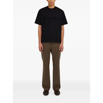 Ferragamo Crew Neck Graphic Print Short Sleeves T-shirt In Black