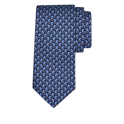 Ferragamo All-over Feline Print Silk Tie In Blue
