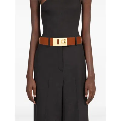 Ferragamo Fixed Gancini Brown Belt