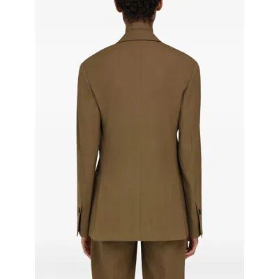 Ferragamo Khaki Single Breasted Blazer In Brown