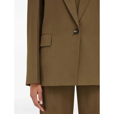 Ferragamo Khaki Single Breasted Blazer In Brown
