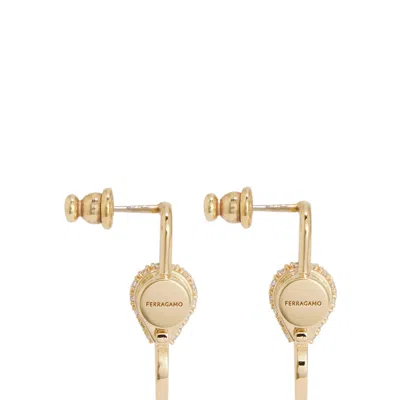 Ferragamo Women Crystal Embellished Padlock Earrings In Gold
