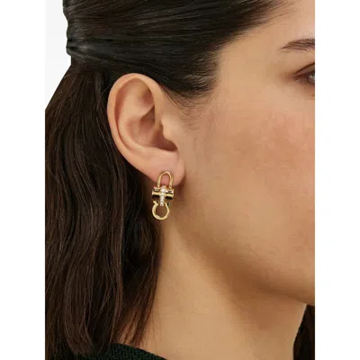 Ferragamo Women Crystal Embellished Padlock Earrings In Gold