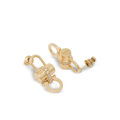 Ferragamo Women Crystal Embellished Padlock Earrings In Gold