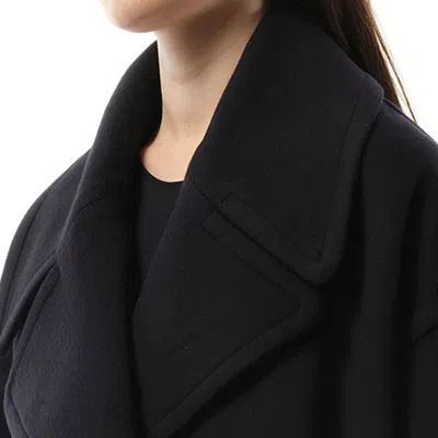 Loewe Double-breasted Wool Peacoat With Notched Collar In Black