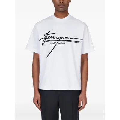 Ferragamo Signature Velvet Logo T-shirt In White