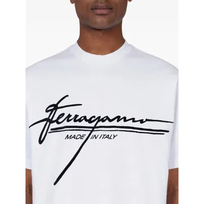 Ferragamo Signature Velvet Logo T-shirt In White