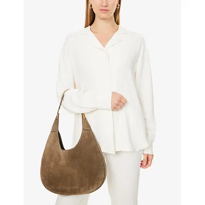 Savette Womens Mink Florence Suede Hobo Bag In Brown