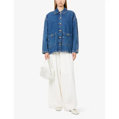 Anine Bing Womens Clean Indigo Denim Luca Relaxed-fit Denim Jacket In Blue