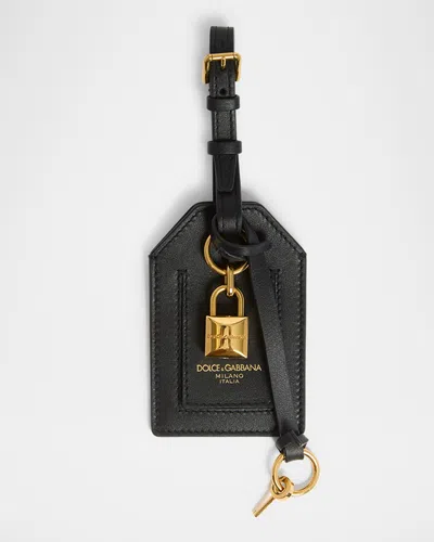 Dolce & Gabbana Leather Luggage Tag In Black