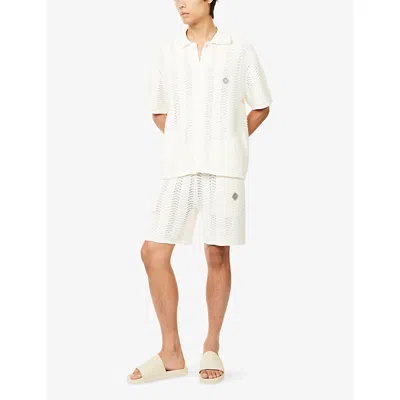 Belier Mens White Ocean Logo-patch Cotton-crochet Shirt In White