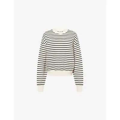 Anine Bing Striped Crew Neck Sweatshirt In White