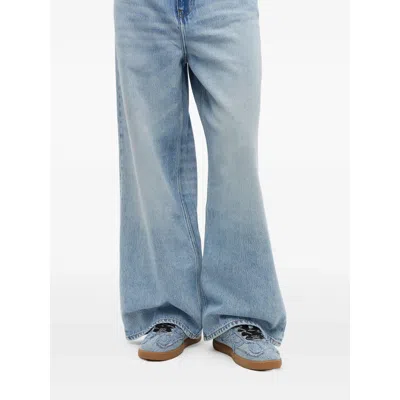 Ganni 08 Denim Raw Edge Sneakers In Blue Cotton In Blue