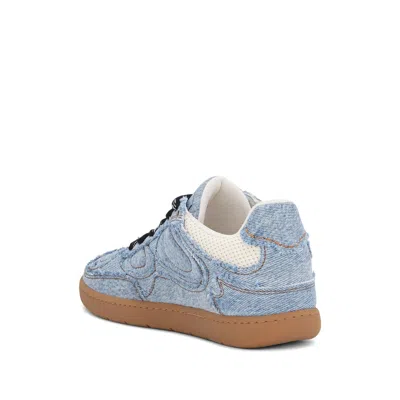Ganni 08 Denim Raw Edge Sneakers In Blue Cotton In Blue